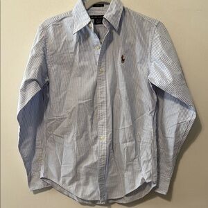 Polo by Ralph Lauren Blue and White Casual Button Down Shirt